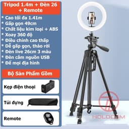 Thumbnail Chân Đỡ Điện Thoại 360 Độ Đa Năng Kiêm Tripod Máy Ảnh Dùng Để Livestream Chụp Ảnh Cao 140cm - HOLOCOM 1