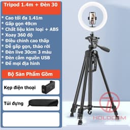 Thumbnail Chân Đỡ Điện Thoại 360 Độ Đa Năng Kiêm Tripod Máy Ảnh Dùng Để Livestream Chụp Ảnh Cao 140cm - HOLOCOM 4
