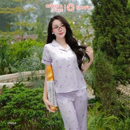 Thumbnail Bộ pijama nữ lụa latin SUNFLY áo cộc quần ngố ST9254 1
