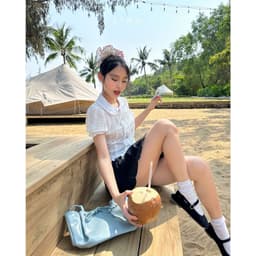 Thumbnail LYRA - Áo sơ mi ngắn tay thiết kế, Áo kiểu nữ cổ nơ viền ren chất thô boi trẻ trung kiểu Hàn - LWNAO021 4