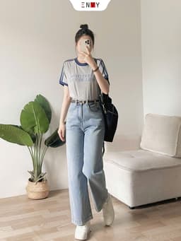 Thumbnail Quần Jean Suông Vải Mềm Dáng Ngắn (93cm) Bản Lai To ENVY J171 1