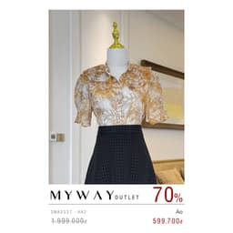 Thumbnail Áo Sơ Mi Nữ My Way Cổ Tàu Ngắn Tay Hoa Tiết Hoa Cao Cấp 3MA0527 2