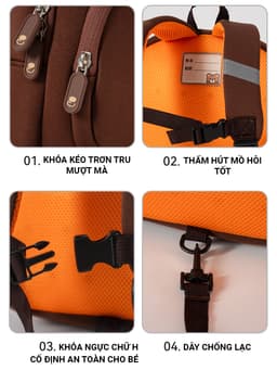 Thumbnail Balo trẻ em từ 2 đến 5 tuổi hình gấu 1989KIDS cặp cho bé mẫu giáo chất liệu mềm mại,siêu nhẹ 290gram,balo cute 4