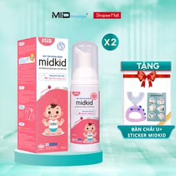 Thumbnail Combo 2 hộp Bọt tâp đánh răng Midkid vị dâu 60ml - Tặng Bàn chải U hình thú ngẫu nhiên + Sticker 1