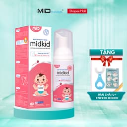 Thumbnail Bọt tâp đánh răng Midkid vị Dâu 60ml chính hãng vị ngọt cho bé từ 1 tuổi - Tặng Bàn chải U + Sticker 1