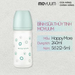 Thumbnail Bình sữa Thủy tinh tráng silicon Moyuum - Mẫu xanh - 240ml - Kèm núm 2 1