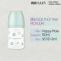 Thumbnail Bình sữa Thủy tinh tráng silicon Moyuum - Mẫu xanh - 150ml - Kèm núm 1 1