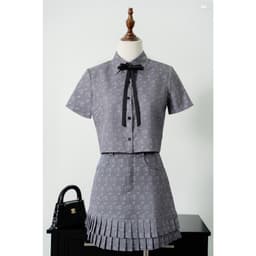 Thumbnail Set Áo croptop cổ đức cách điệu đính nơ in họa tiết 2T06.2502K, Chân váy họa tiết xếp ly 2 tầng 4S06.2502K, Set Monogram 3