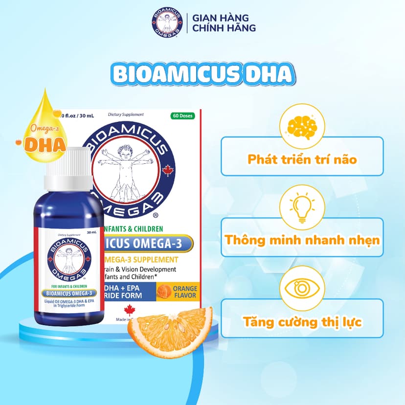 Ảnh BioAmicus Omega-3 DHA cho trẻ thông minh sáng mắt lọ 30mL 4