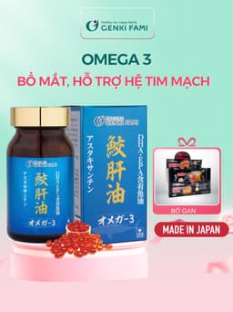 Thumbnail Omega 3 Bổ Mắt Hỗ Trợ Người Cận Thị, Tốt Cho Trí Não Tim Mạch, Astaxanthin Ngăn Ngừa Lão Hóa Genki Fami Nhật Bản 1