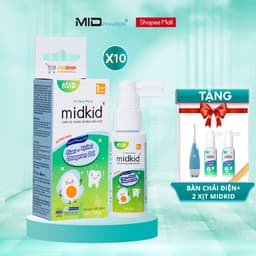 Thumbnail Combo 10 Hộp Xịt chống sâu răng cho bé Midkid vị nho 30ml - Tặng 2 hộp midkid vị nho + Bàn chải điện 1
