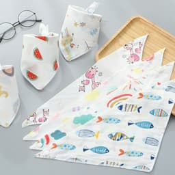 Thumbnail - Khăn yếm xô tam giác organic 6 lớp / khăn 2 cúc bấm cho Bé - Khăn yếm 2