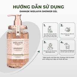 Thumbnail Set 2 sữa tắm dưỡng trắng cánh hoa hông Damask Weilaiya Shower Gel 450ml làm sạch và sáng da 3