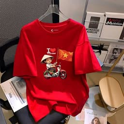 Thumbnail Áo phông nữ Cờ Đỏ Sao Vàng Việt nam chất liệu thun cotton - Áo thun nữ 'Độc lập tự do' - LOZA G0293 1