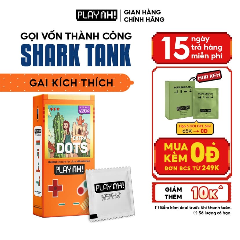 Ảnh Bao Cao Su PlayAh Extra Dots Thêm Gai Hộp 3/10 52mm 1