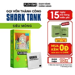 Thumbnail Bao Cao Su PlayAh Super Invisible Siêu Mỏng Hộp 3/10 size 52mm, nhiều gel, truyền nhiệt 2