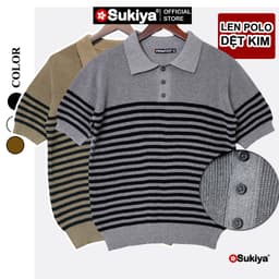 Thumbnail Áo Polo Len Dệt Kim SUKIYA Chất Sợi Dệt Cotton Cao Cấp Thoáng Mát, Kiểu Dáng Polo Lịch Sự Phối Kẻ AL108 2