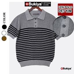 Thumbnail Áo Polo Len Dệt Kim SUKIYA Chất Sợi Dệt Cotton Cao Cấp Thoáng Mát, Kiểu Dáng Polo Lịch Sự Phối Kẻ AL108 4