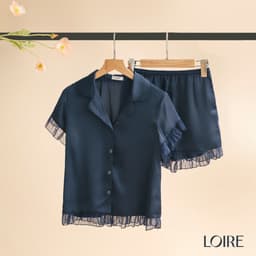 Thumbnail Bộ Pijama Lụa Pháp Phối Voan Loirechic FDMN250311 1