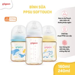 Thumbnail Bình Sữa Pigeon PPSU Softouch Baby-Friendly World 160ml/240ml - Nhiều Hoạ Tiết 2