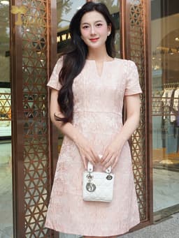 Thumbnail TIFALU - Đầm suông A bigsize màu cam đào dự tiệc sang chảnh - ZOL745ONG 1