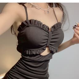 Thumbnail Bikini đi biển LUHAZO 1 mảnh kín đáo liền thân cạp cao sexy hở lưng tiểu thư kiểu Hàn Quốc 0392-2195 D5T4 3
