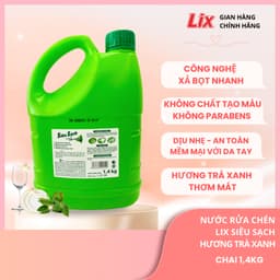 Thumbnail Nước rửa chén Lix siêu sạch hương trà xanh, hương chanh 1.4Kg thơm dịu sạch bóng vết dầu mỡ 1