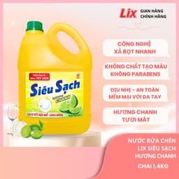 Thumbnail Nước rửa chén Lix siêu sạch hương trà xanh, hương chanh 1.4Kg thơm dịu sạch bóng vết dầu mỡ 3