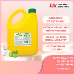 Thumbnail Nước rửa chén Lix siêu sạch hương trà xanh, hương chanh 1.4Kg thơm dịu sạch bóng vết dầu mỡ 4