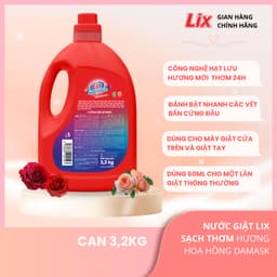 Thumbnail Nước giặt Lix sạch thơm hương hoa hồng Damask Lixco Việt Nam nước giặt Lix cho giặt tay và giặt máy túi 3,2kg 18403 1