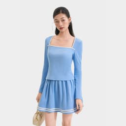 Thumbnail Áo Thun Gân Tay Dài MARC FASHION Form Ôm Cổ Vuông Phối Viền - CBNH011625 3