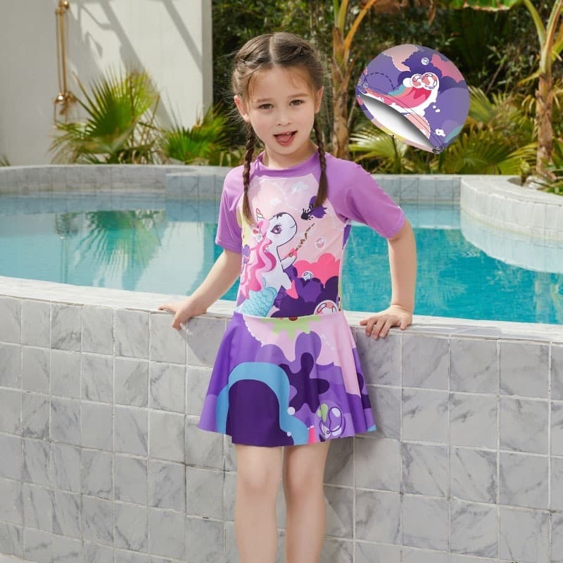 Ảnh Váy bơi bé gái SKIDS đầm đi biển cho bé gái họa tiết đáng yêu cho trẻ 2 đến 10 tuổi 2