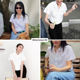 Thumbnail TheBlueTshirt - Áo sơ mi croptop trơn tay ngắn nhiều màu cho nữ - Poplin Boxy Shirt - Women 3