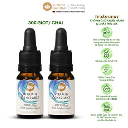 Thumbnail Combo Tiết Kiệm Sunday Natural Vitamin D3K2 Thuần Chay 100%, Cho hai bé hoặc Dùng Lâu Dài, 2 chai 1