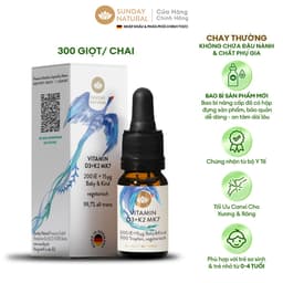 Thumbnail Sunday Natural Vitamin D3K2 Cho Bé 0-4 Tuổi, Tăng Hấp Thu Canxi, Tăng Cường Miễn Dịch, Chay thường 1