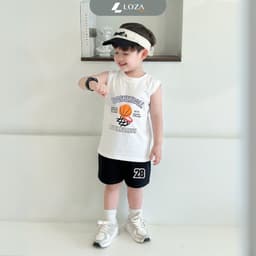 Thumbnail Bộ ba lỗ bé trai bóng rổ size từ 15-40kg - Quần áo bé trai Loza Kids BL346 1