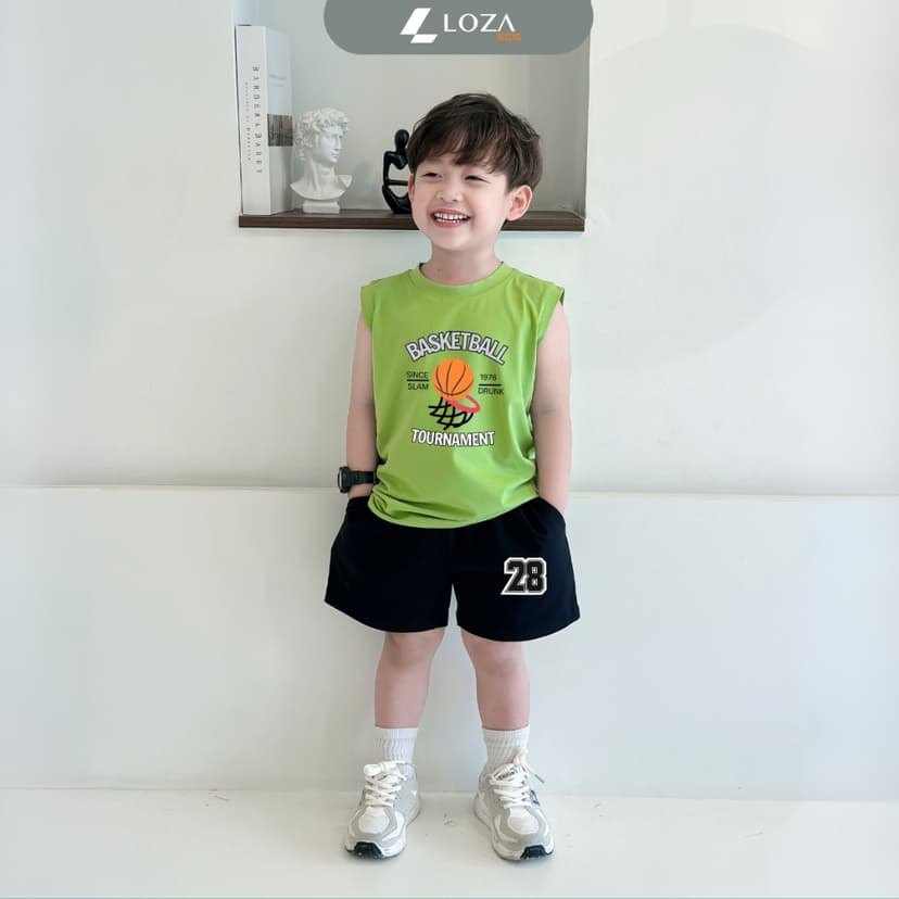 Ảnh Bộ ba lỗ bé trai bóng rổ size từ 15-40kg - Quần áo bé trai Loza Kids BL346 4