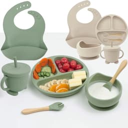 Thumbnail Bộ ăn dặm cho bé Silicon Thực Phẩm,Combo Khay,Bát ,Yếm,Thìa,Cốc ăn dặm cho bé ăn dặm 6 tháng  đến 3T 1
