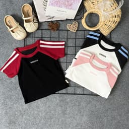Thumbnail Áo Phông Cộc Tay Bé Gái Dáng Ngắn Form Ôm, Kiểu Dáng Thể Thao Năng Động, Áo Thun Bé Gái - BabyBoo-Pibo-T3-CTS 1