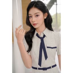 Thumbnail Đầm dáng A cổ đức nơ cách điệu 1S24.2503K, váy sơ mi cổ đức dáng a kiểu dáng năng động thanh lịch thiết kế bởi JM Dress 3