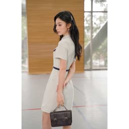 Thumbnail Đầm dáng A cổ đức nơ cách điệu 1S24.2503K, váy sơ mi cổ đức dáng a kiểu dáng năng động thanh lịch thiết kế bởi JM Dress 4