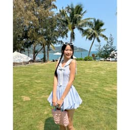 Thumbnail LYRA - Váy kẻ thủy thủ dáng bí ngắn chiết eo phối nơ nắng động - LWNVD043 4