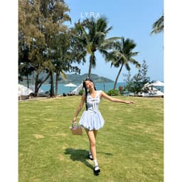 Thumbnail LYRA - Váy kẻ thủy thủ dáng bí ngắn chiết eo phối nơ nắng động - LWNVD043 3