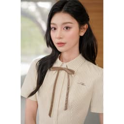 Thumbnail Đầm cổ đức xếp ly chụm dài 1S26.2503K, đầm dài váy sơ mi dáng dài thanh lịch công sở thiết kế bởi JM Dress Design 3