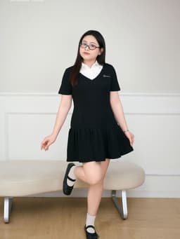 Thumbnail Đầm thun phối sơ mi trắng BIGSIZE (55kg đến 95kg) – 25HYD214 - [BU Bigsize Young] 2