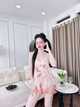 Thumbnail Đồ Ngủ Sexy Nữ Bộ Sexy Tơ Ánh Nút Bọc Dưới 62Kg 1