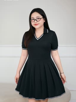 Thumbnail Đầm polo cổ V xếp ly BIGSIZE (55kg đến 95kg) – 25HYD220 - [BU Bigsize Young] 3
