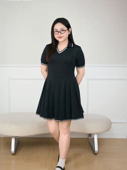 Thumbnail Đầm polo cổ V xếp ly BIGSIZE (55kg đến 95kg) – 25HYD220 - [BU Bigsize Young] 2