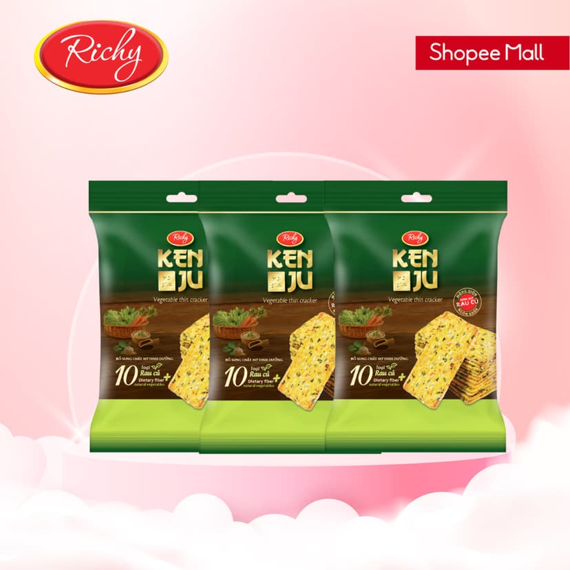 Ảnh Combo 3 túi bánh quy rau củ Kenju Richy 192g/túi 1