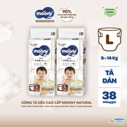Thumbnail [TẶNG MIẾNG NGẪU NHIÊN] Bộ 2 Tã dán Moony Natural siêu cao cấp NB62+4/S58+2/M46/L38 3